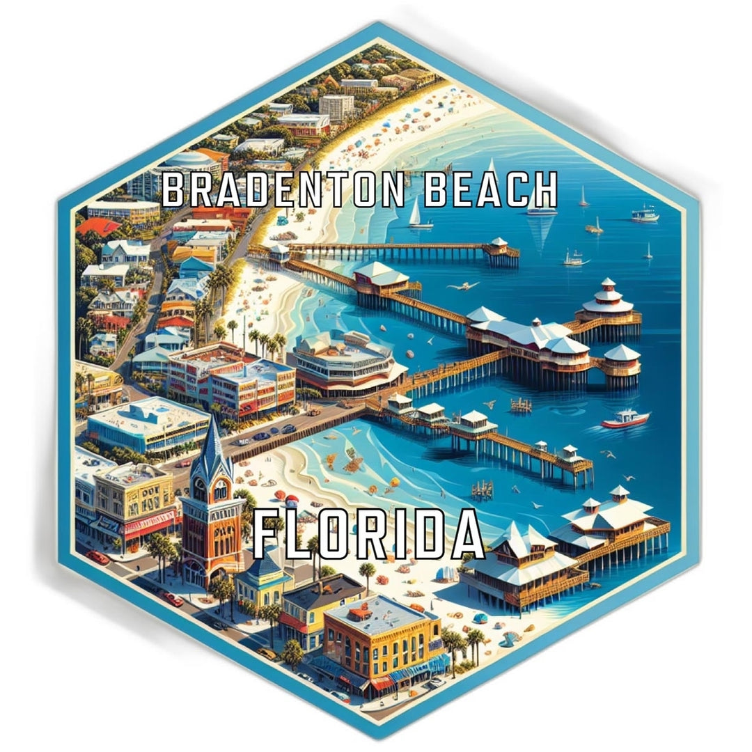 Bradenton Beach Florida Souvenir Travel Destination Die Cut Hexagon Fridge Magnet Image 1