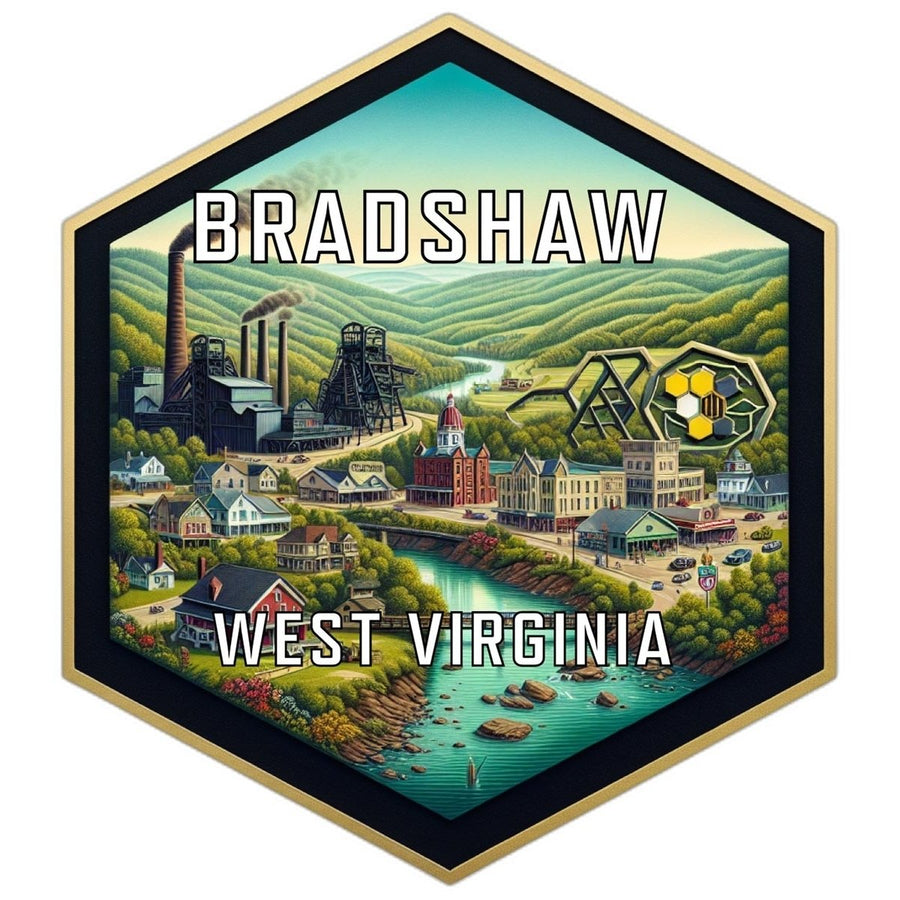 Bradshaw West Virginia Souvenir Travel Destination Die Cut Hexagon Fridge Magnet Image 1