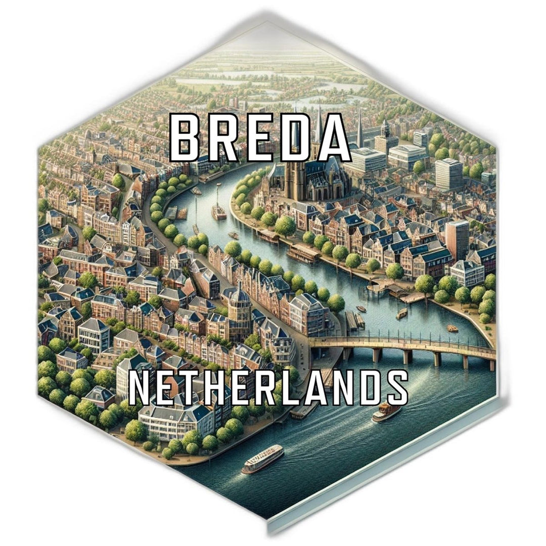 Breda Netherlands Souvenir Travel Destination Die Cut Hexagon Fridge Magnet Image 1