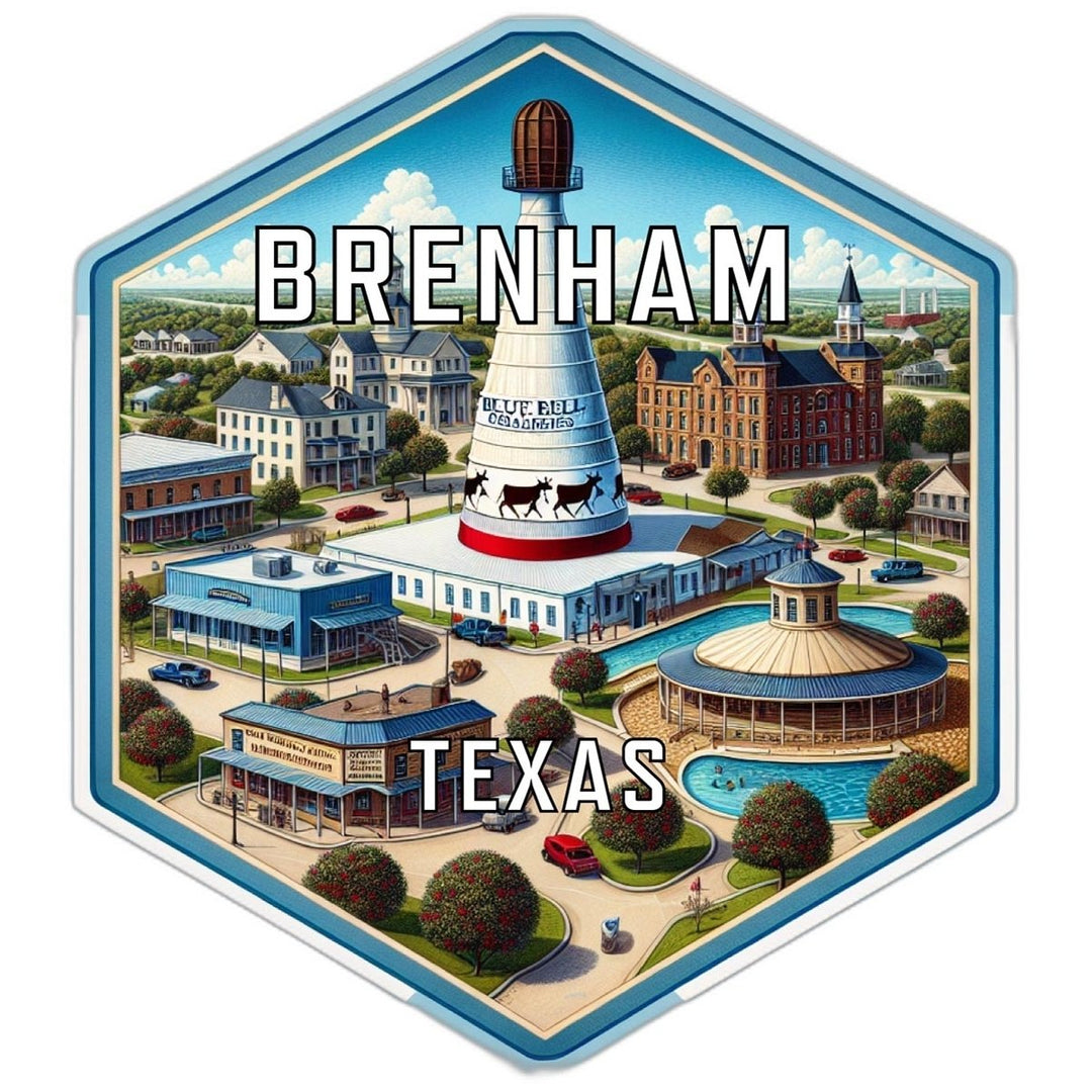 Brenham Texas Souvenir Travel Destination Die Cut Hexagon Fridge Magnet Image 1