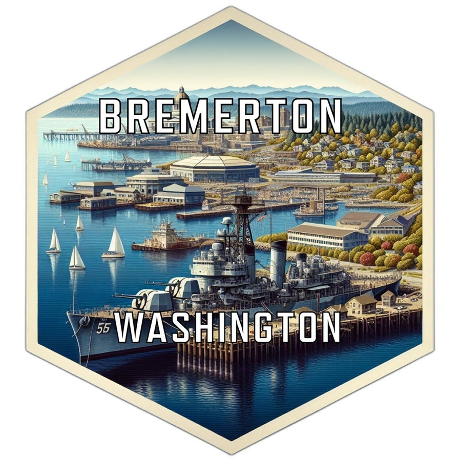 Bremerton Washington Souvenir Travel Destination Die Cut Hexagon Fridge Magnet Image 1