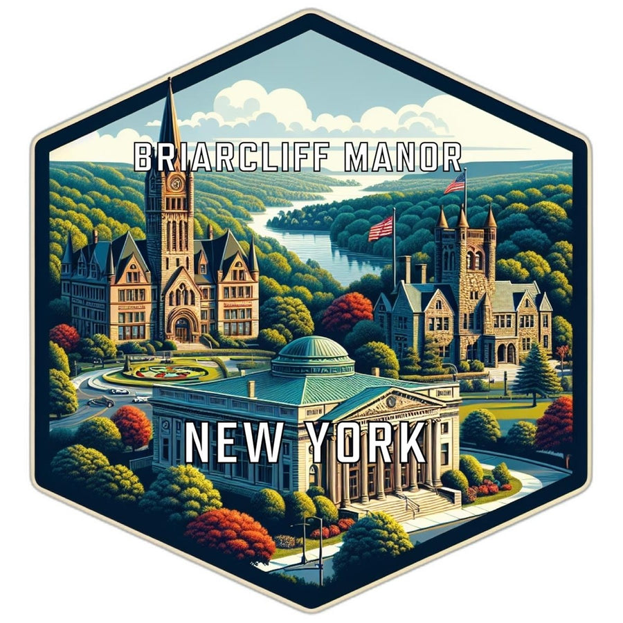 Briarcliff Manor York Souvenir Travel Destination Die Cut Hexagon Fridge Magnet Image 1