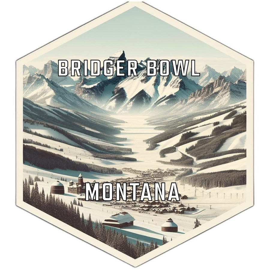 Bridger Bowl Montana Souvenir Travel Destination Die Cut Hexagon Fridge Magnet Image 1