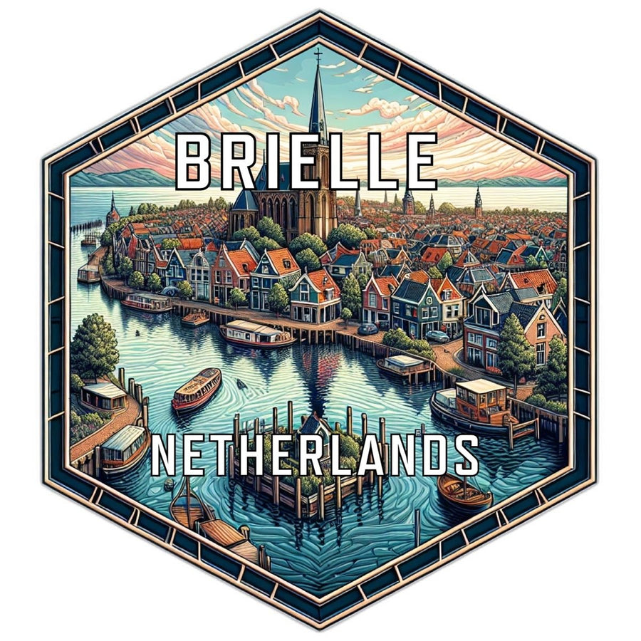 Brielle Netherlands Souvenir Travel Destination Die Cut Hexagon Fridge Magnet Image 1