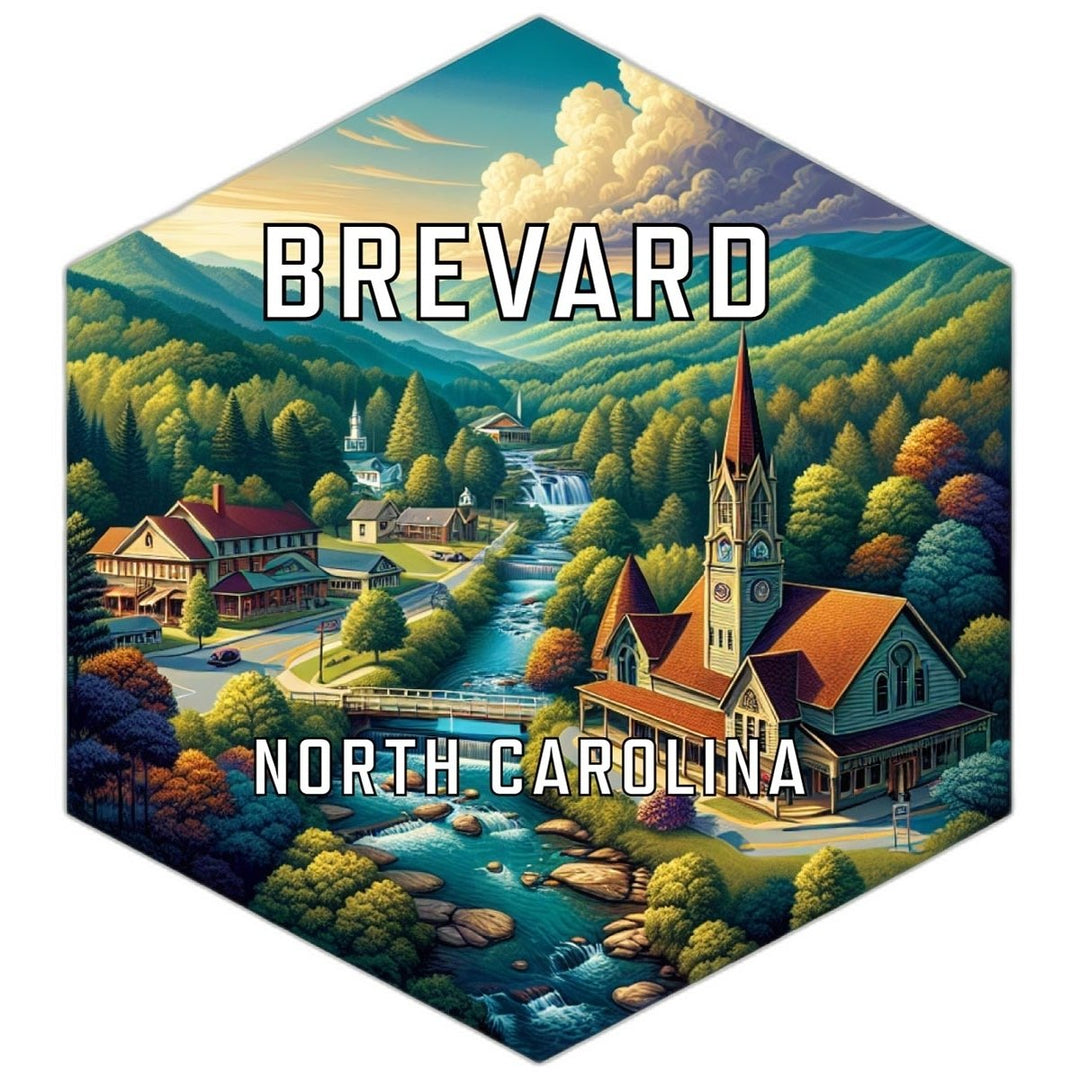 Brevard North Carolina Souvenir Travel Destination Die Cut Hexagon Fridge Magnet Image 1