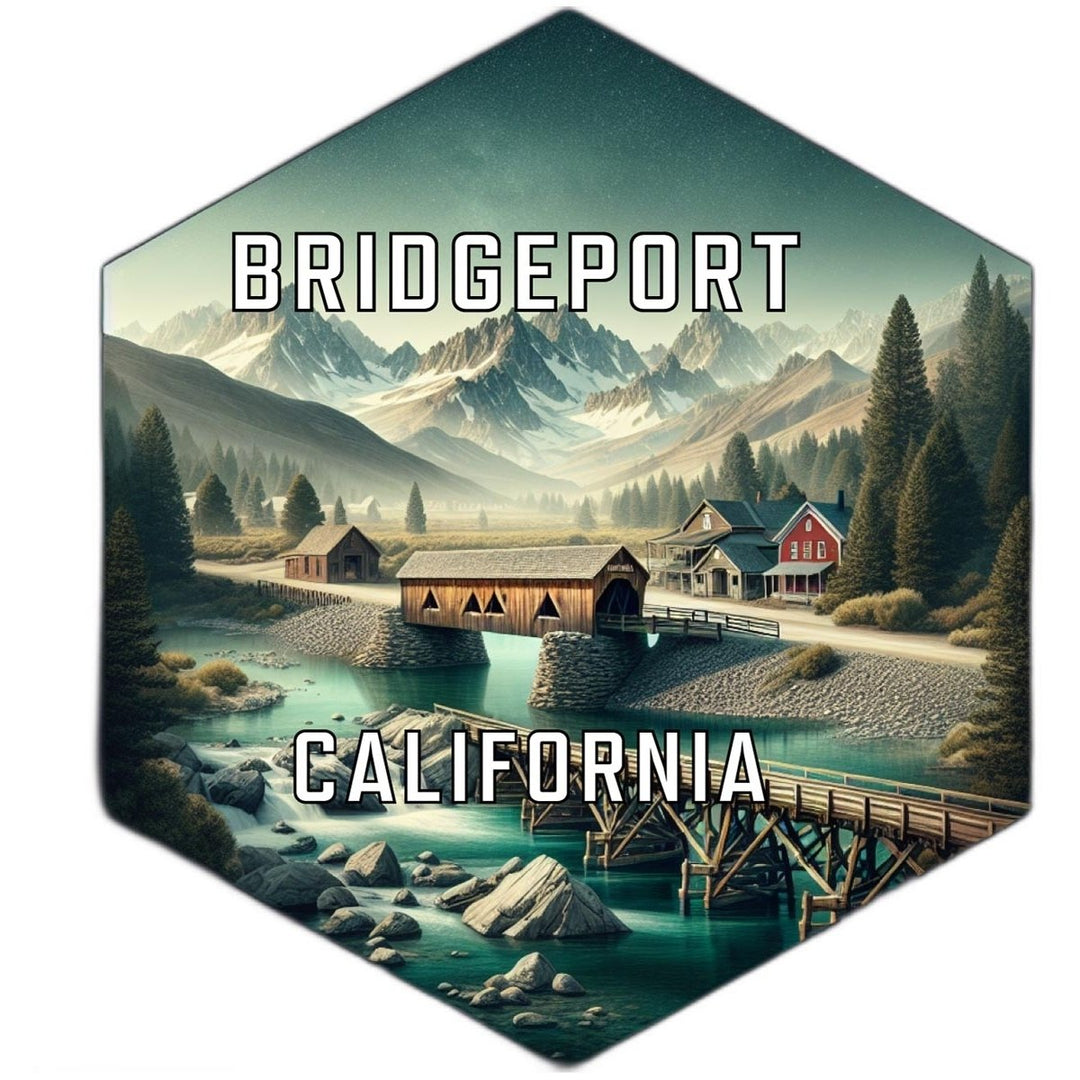 Bridgeport California Souvenir Travel Destination Die Cut Hexagon Fridge Magnet Image 1