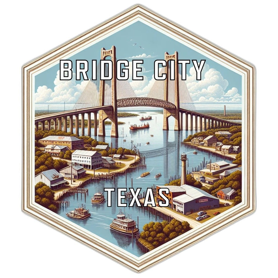 Bridge City Texas Souvenir Travel Destination Die Cut Hexagon Fridge Magnet Image 1