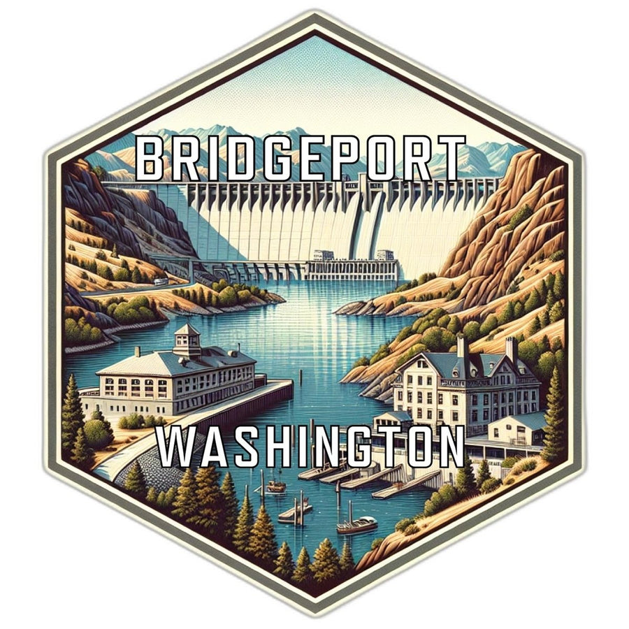 Bridgeport Washington Souvenir Travel Destination Die Cut Hexagon Fridge Magnet Image 1