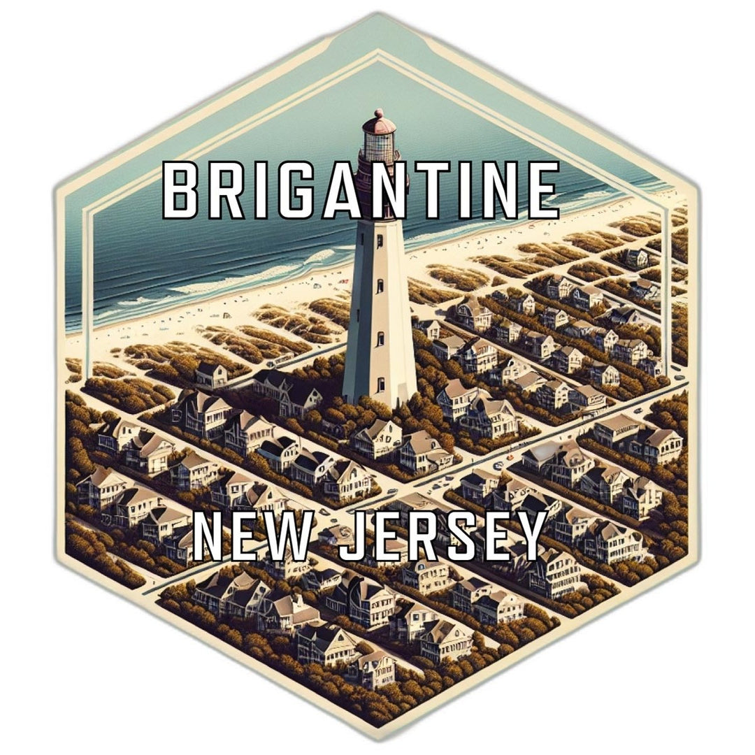 Brigantine Jersey Souvenir Travel Destination Die Cut Hexagon Fridge Magnet Image 1