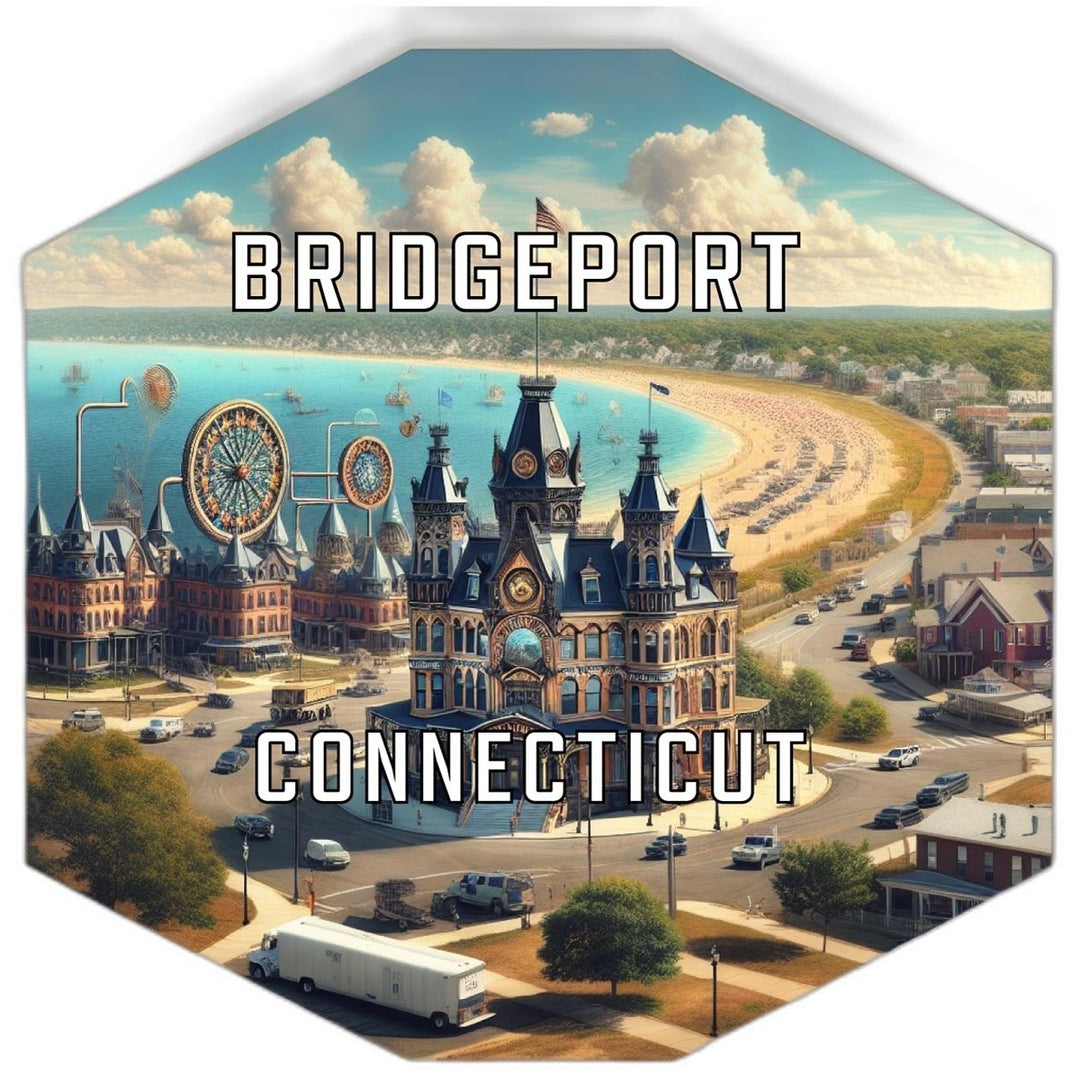 Bridgeport Connecticut Souvenir Travel Destination Die Cut Hexagon Fridge Magnet Image 1