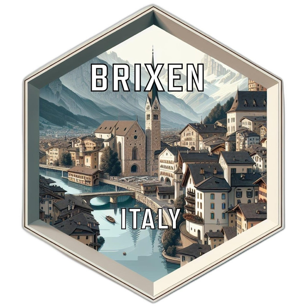 Brixen Italy Souvenir Travel Destination Die Cut Hexagon Fridge Magnet Image 1