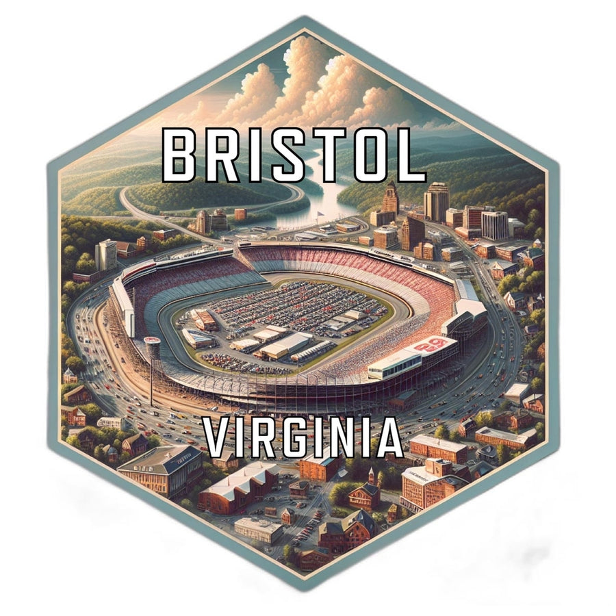 Bristol Virginia Souvenir Travel Destination Die Cut Hexagon Fridge Magnet Image 1