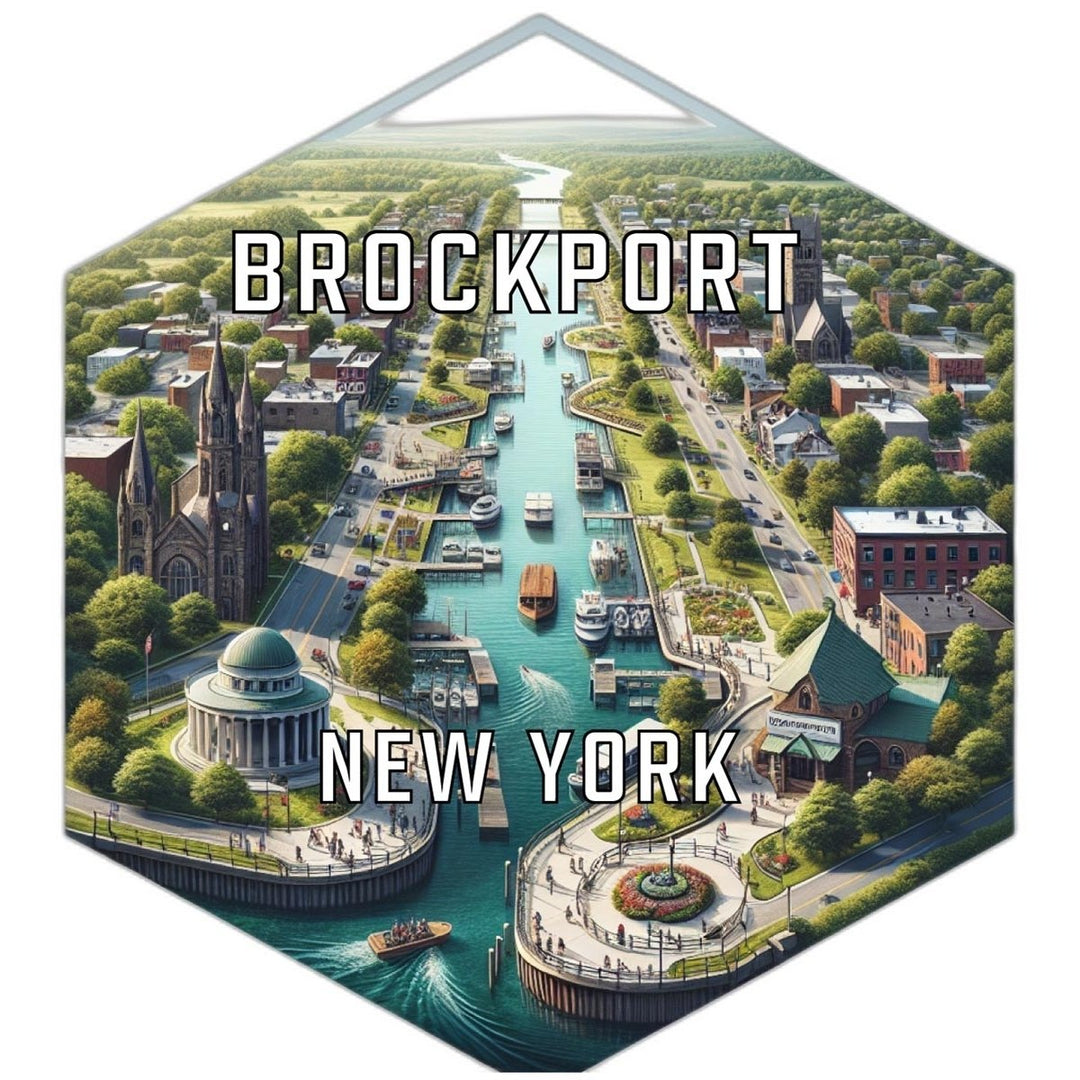 Brockport York Souvenir Travel Destination Die Cut Hexagon Fridge Magnet Image 1