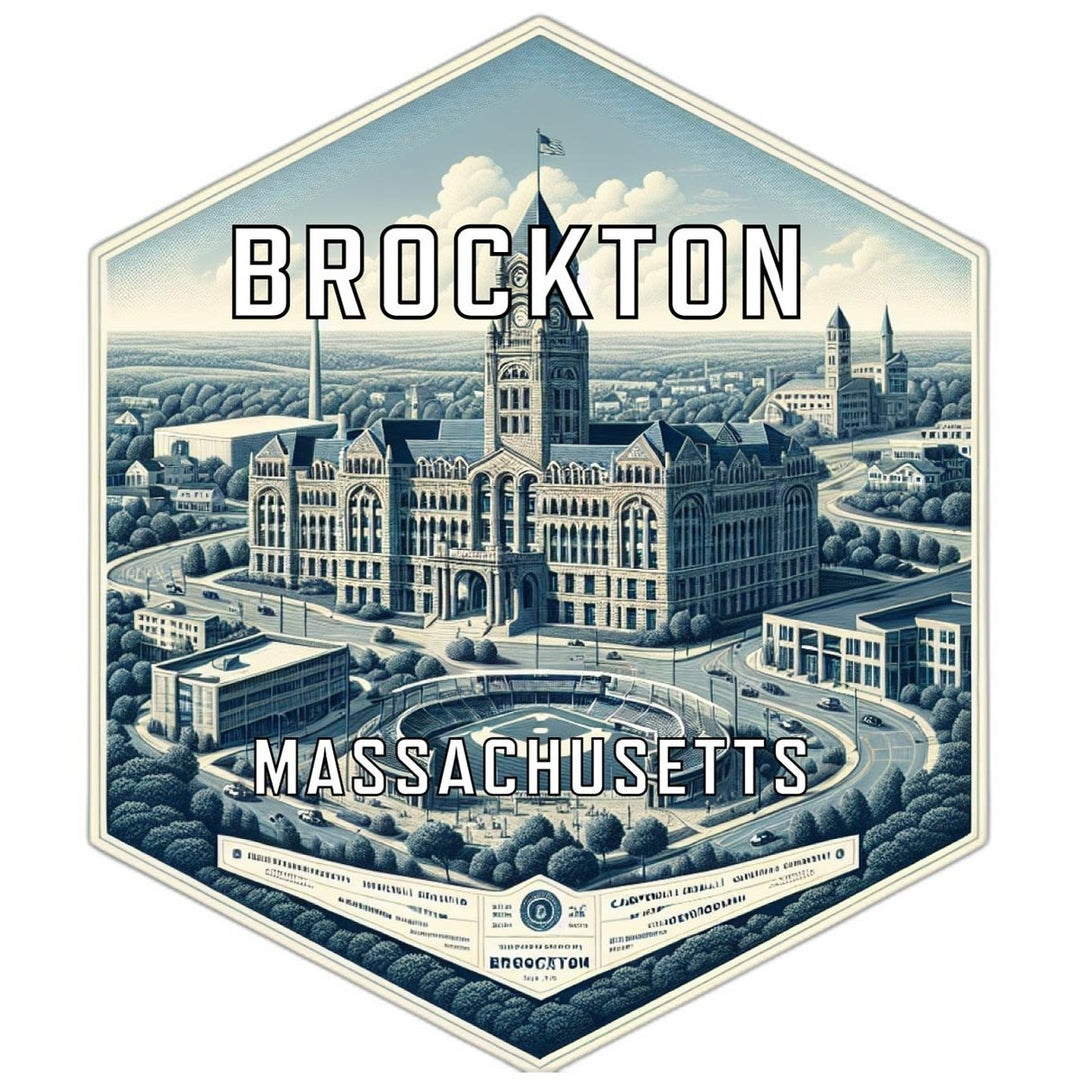 Brockton Massachusetts Souvenir Travel Destination Die Cut Hexagon Fridge Magnet Image 1