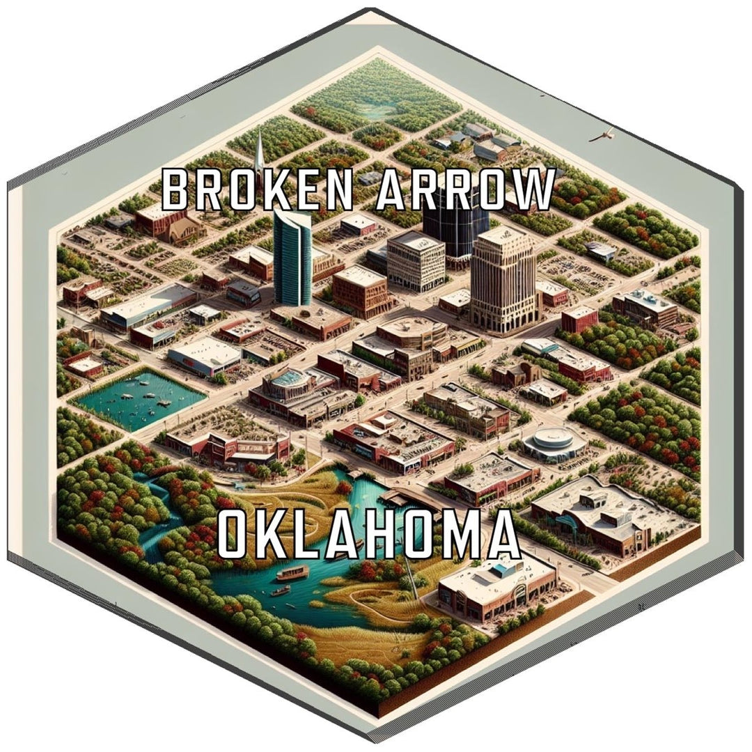 Broken Arrow Oklahoma Souvenir Travel Destination Die Cut Hexagon Fridge Magnet Image 1