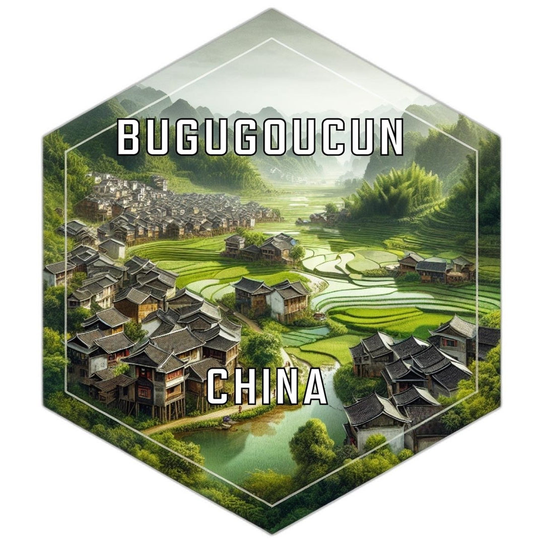 Bugugoucun China Souvenir Travel Destination Die Cut Hexagon Fridge Magnet Image 1