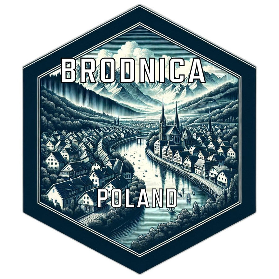 Brodnica Poland Souvenir Travel Destination Die Cut Hexagon Fridge Magnet Image 1