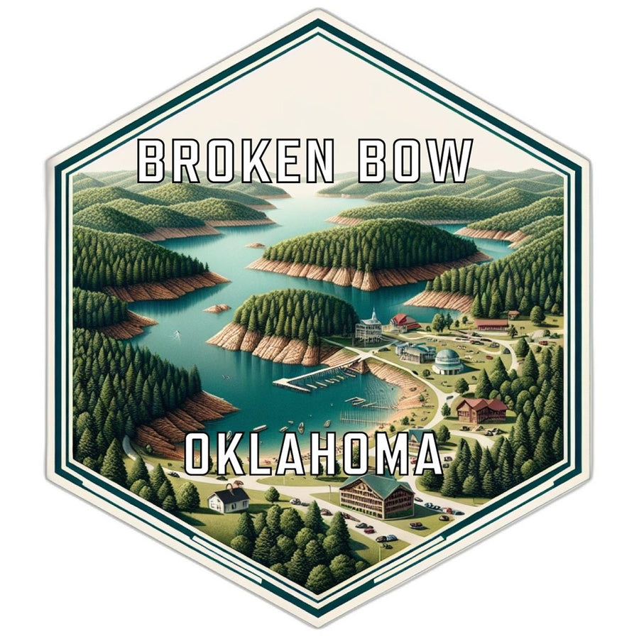 Broken Bow Oklahoma Souvenir Travel Destination Die Cut Hexagon Fridge Magnet Image 1