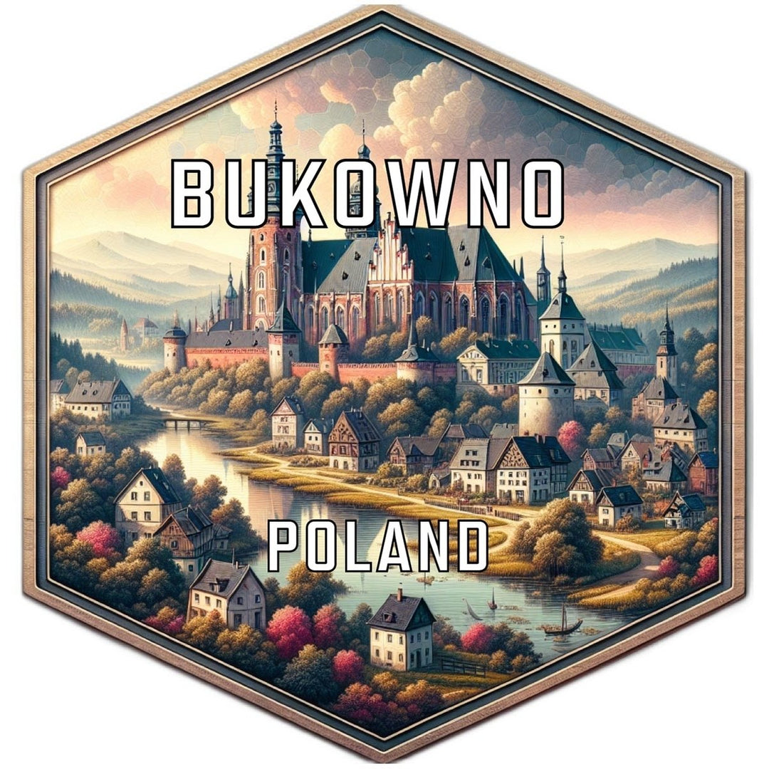 Bukowno Poland Souvenir Travel Destination Die Cut Hexagon Fridge Magnet Image 1