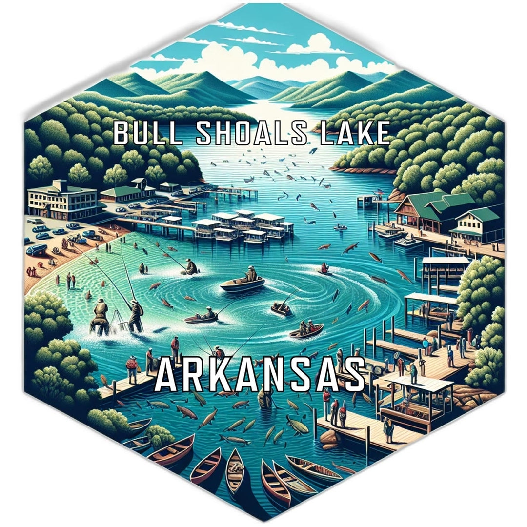 Bull Shoals Lake Arkansas Souvenir Travel Destination Die Cut Hexagon Fridge Magnet Image 1