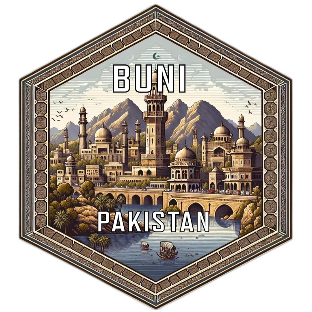 Buni Pakistan Souvenir Travel Destination Die Cut Hexagon Fridge Magnet Image 1