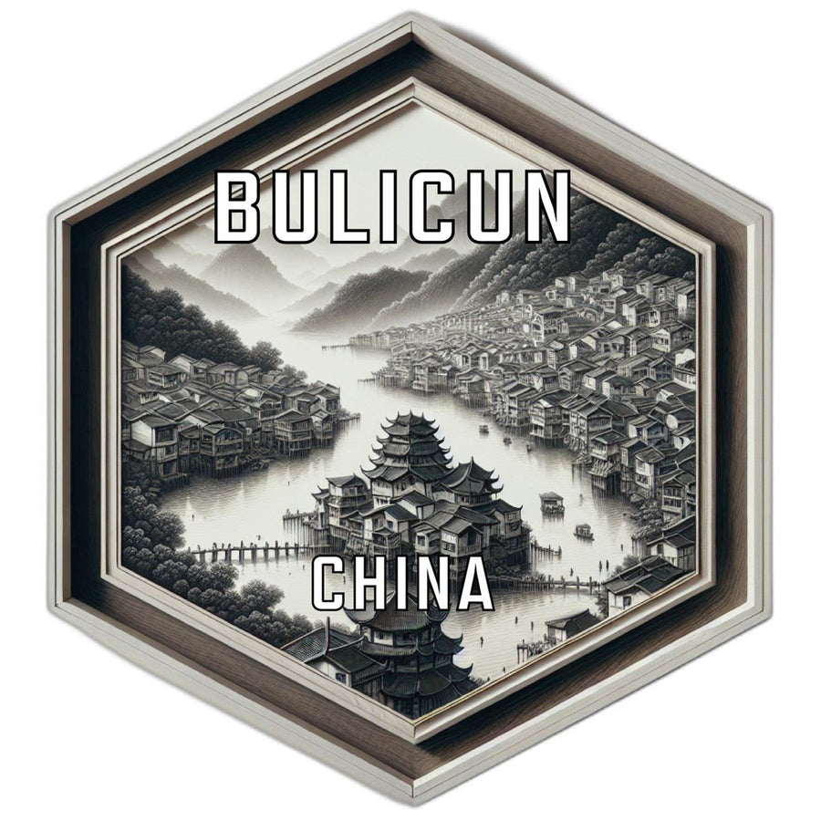 Bulicun China Souvenir Travel Destination Die Cut Hexagon Fridge Magnet Image 1