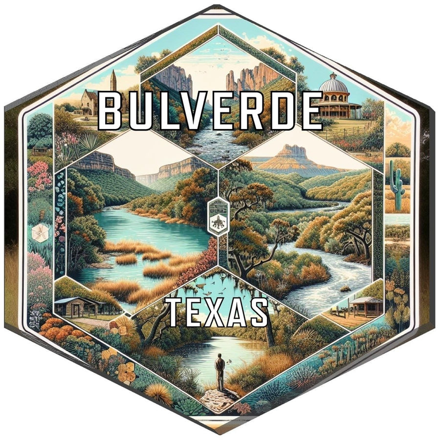 Bulverde Texas Souvenir Travel Destination Die Cut Hexagon Fridge Magnet Image 1