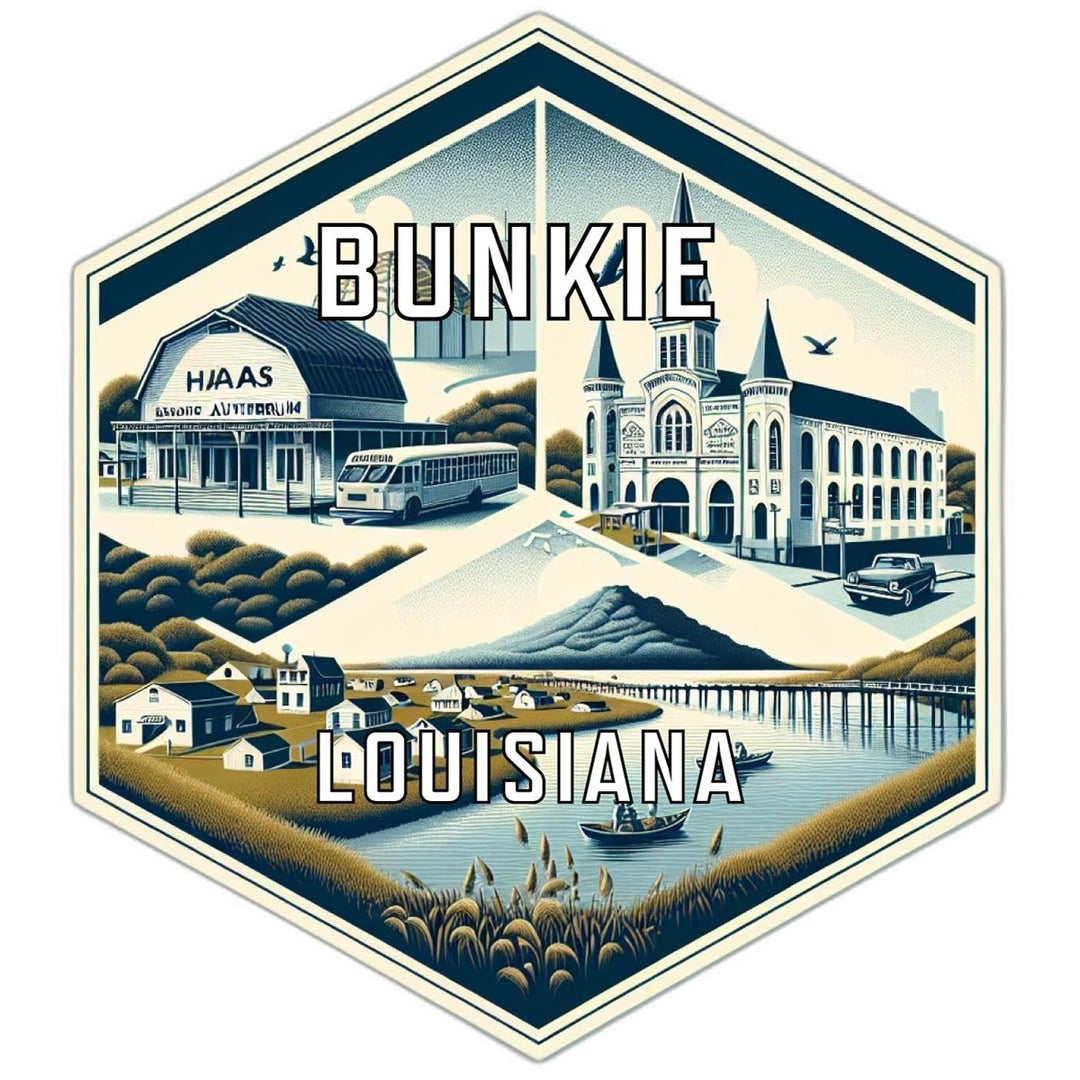 Bunkie Louisiana Souvenir Travel Destination Die Cut Hexagon Fridge Magnet Image 1