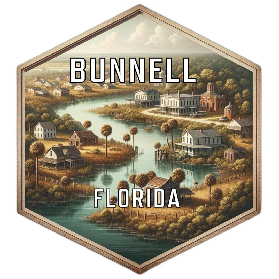 Bunnell Florida Souvenir Travel Destination Die Cut Hexagon Fridge Magnet Image 1