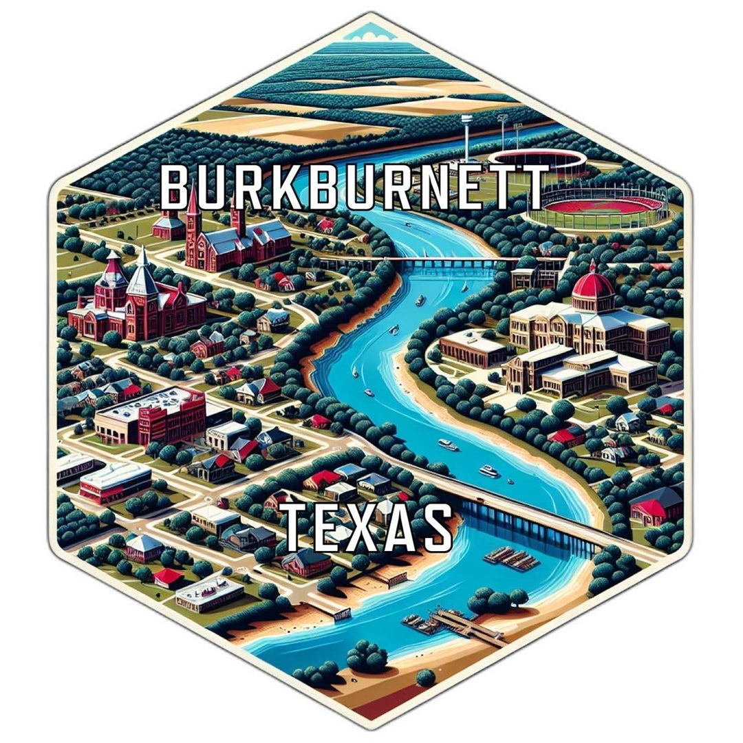 Burkburnett Texas Souvenir Travel Destination Die Cut Hexagon Fridge Magnet Image 1