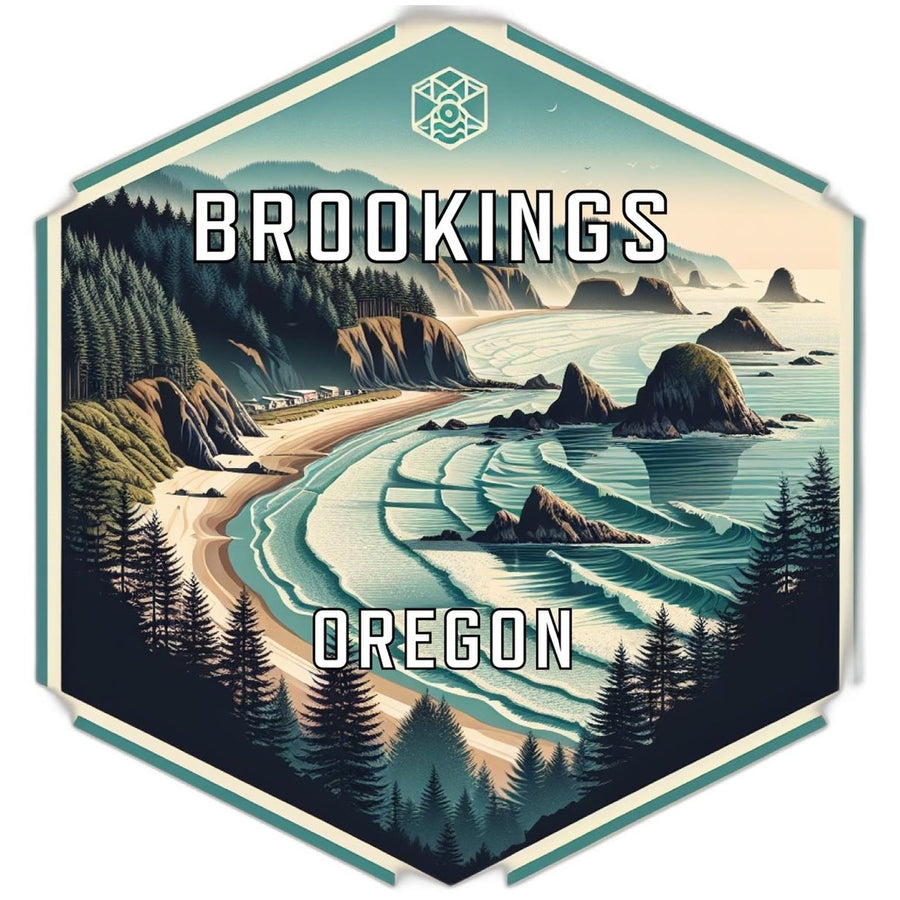 Brookings Oregon Souvenir Travel Destination Die Cut Hexagon Fridge Magnet Image 1