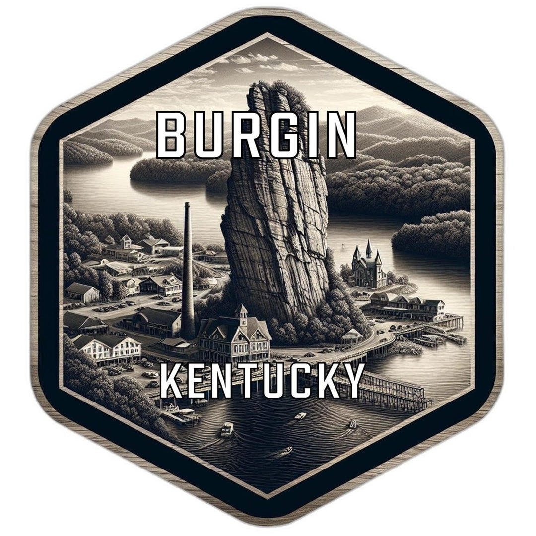 Burgin Kentucky Souvenir Travel Destination Die Cut Hexagon Fridge Magnet Image 1