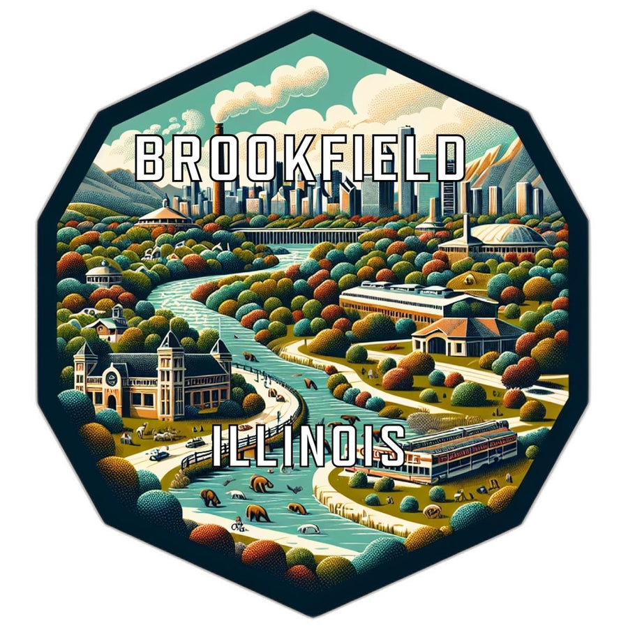 Brookfield Illinois Souvenir Travel Destination Die Cut Hexagon Fridge Magnet Image 1