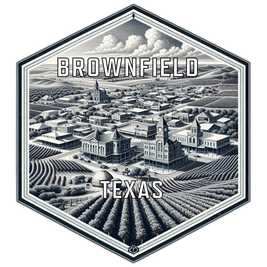 Brownfield Texas Souvenir Travel Destination Die Cut Hexagon Fridge Magnet Image 1