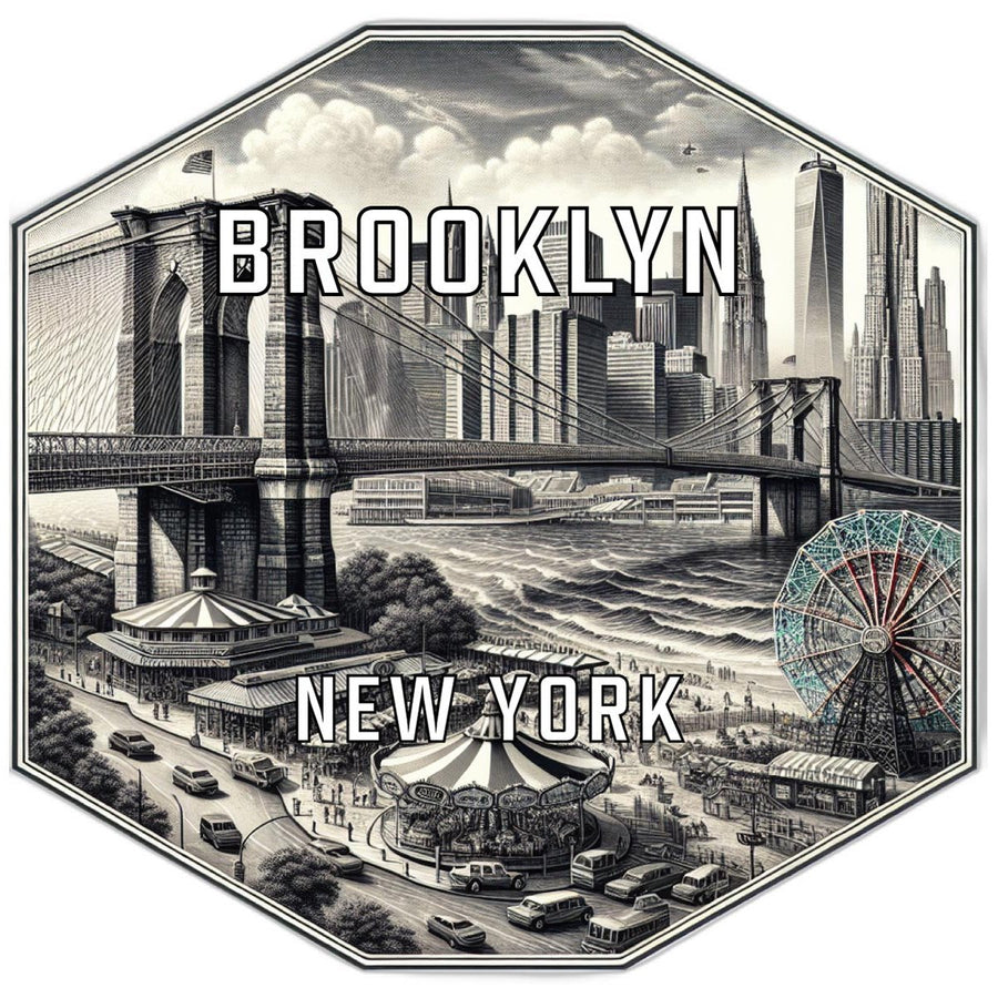 Brooklyn York Souvenir Travel Destination Die Cut Hexagon Fridge Magnet Image 1