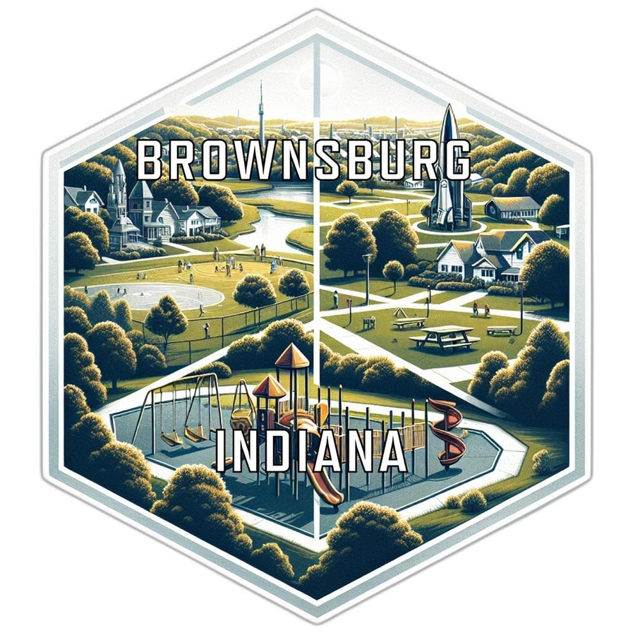 Brownsburg Indiana Souvenir Travel Destination Die Cut Hexagon Fridge Magnet Image 1