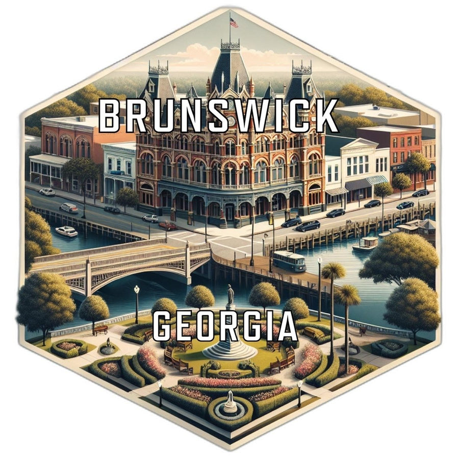 Brunswick Georgia Souvenir Travel Destination Die Cut Hexagon Fridge Magnet Image 1