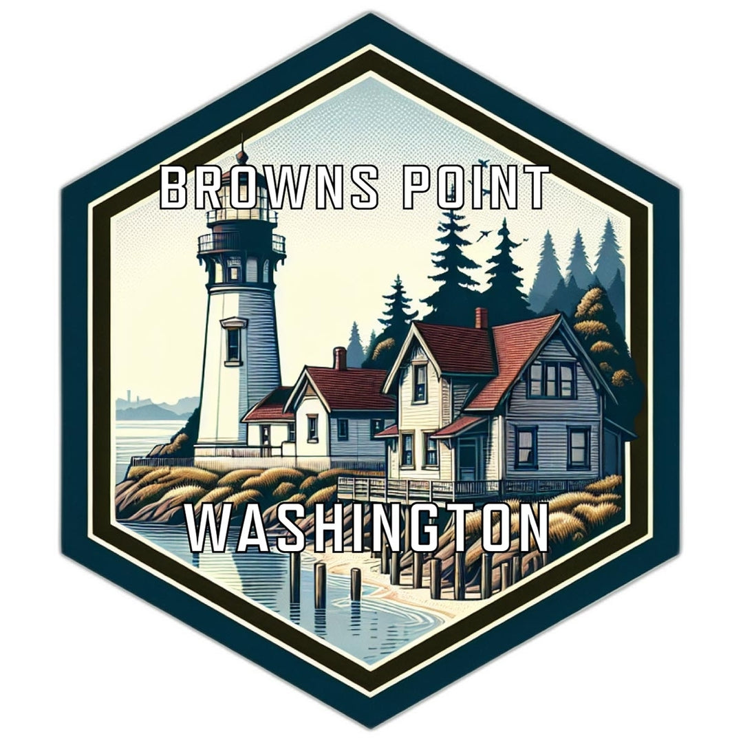 Browns Point Washington Souvenir Travel Destination Die Cut Hexagon Fridge Magnet Image 1