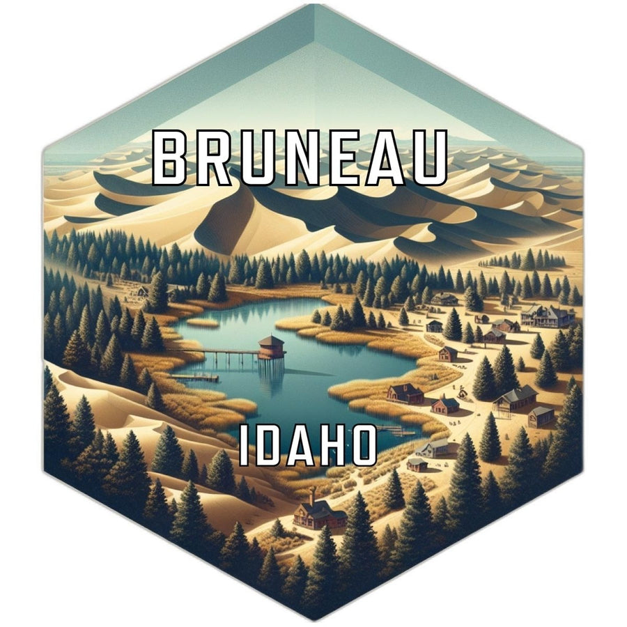 Bruneau Idaho Souvenir Travel Destination Die Cut Hexagon Fridge Magnet Image 1