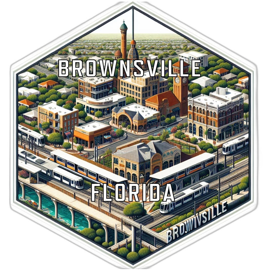 Brownsville Florida Souvenir Travel Destination Die Cut Hexagon Fridge Magnet Image 1