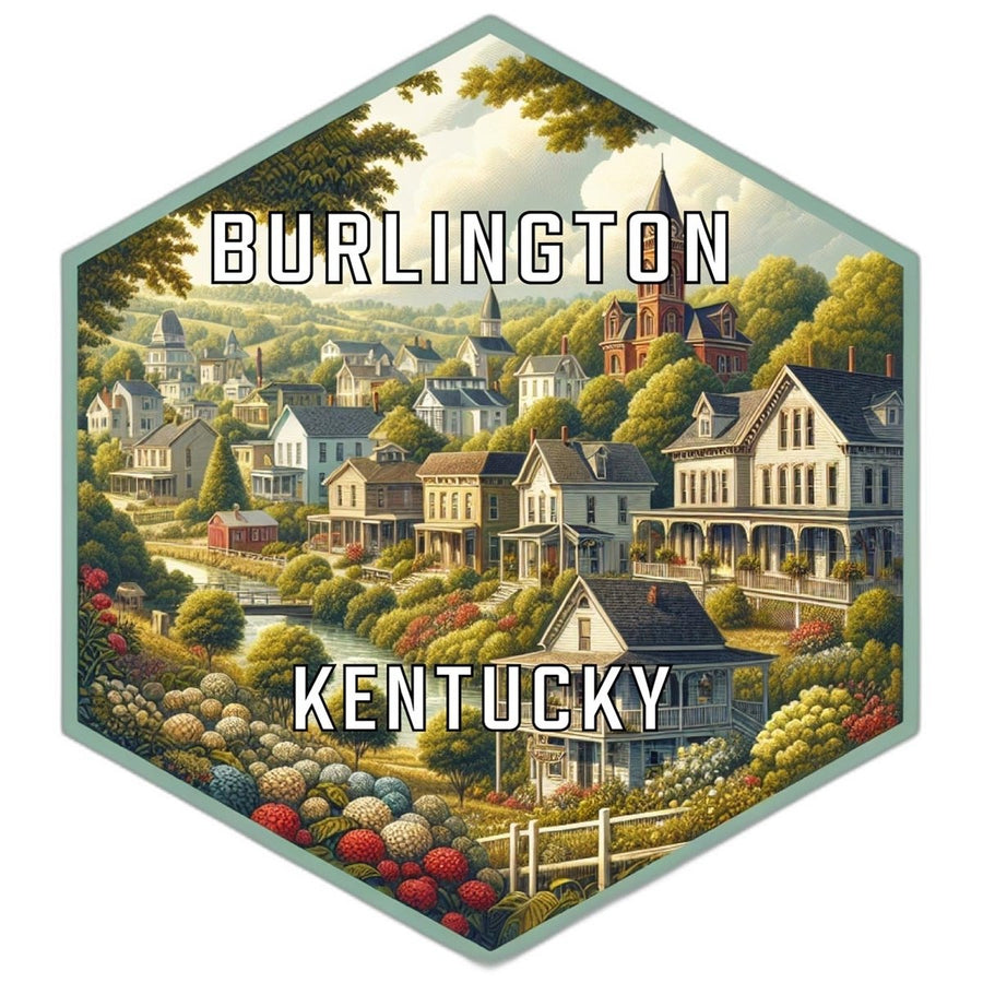 Burlington Kentucky Souvenir Travel Destination Die Cut Hexagon Fridge Magnet Image 1