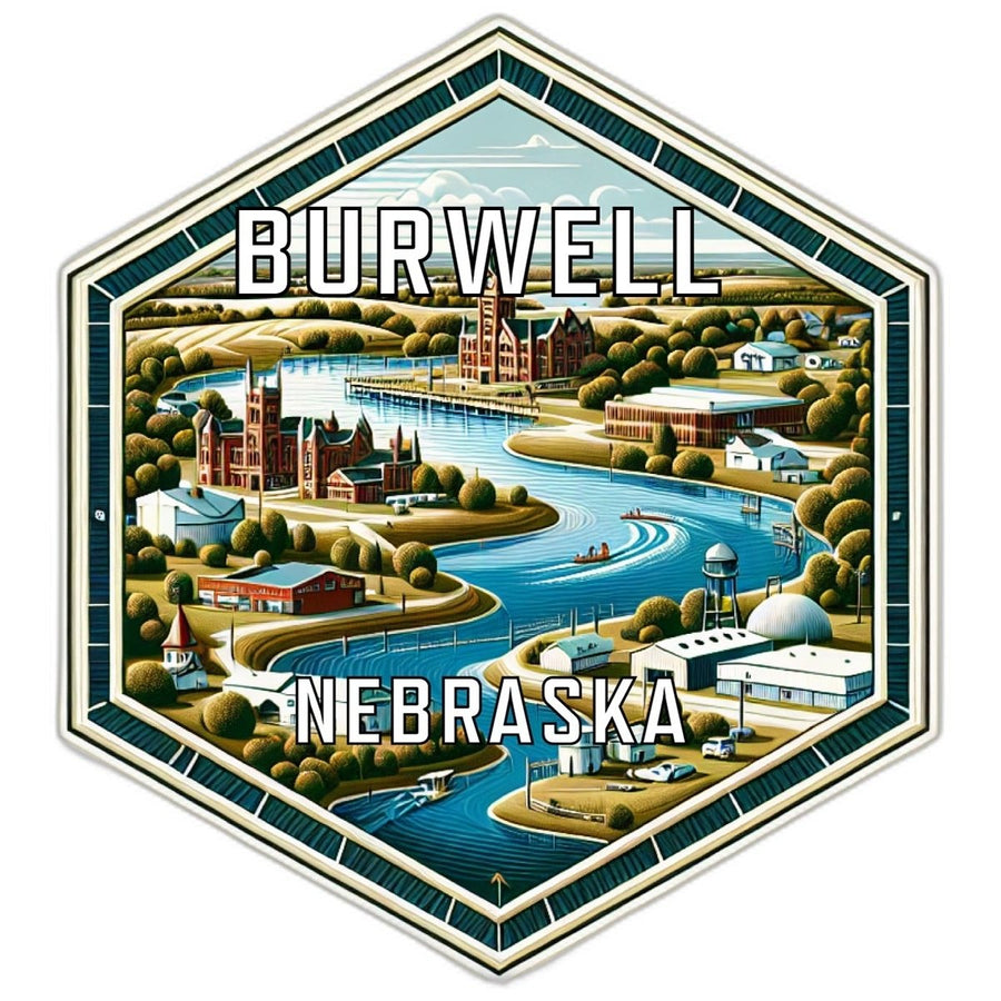 Burwell Nebraska Souvenir Travel Destination Die Cut Hexagon Fridge Magnet Image 1