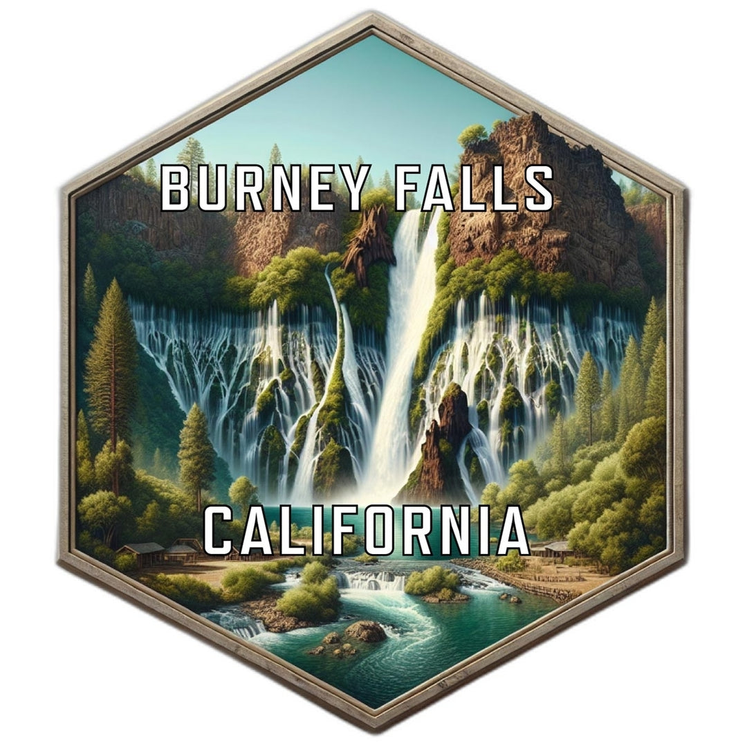 Burney Falls California Souvenir Travel Destination Die Cut Hexagon Fridge Magnet Image 1