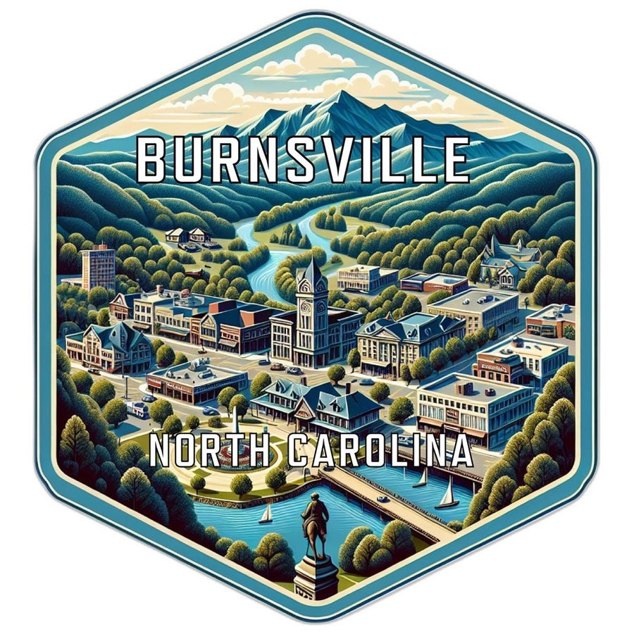 Burnsville North Carolina Souvenir Travel Destination Die Cut Hexagon Fridge Magnet Image 1