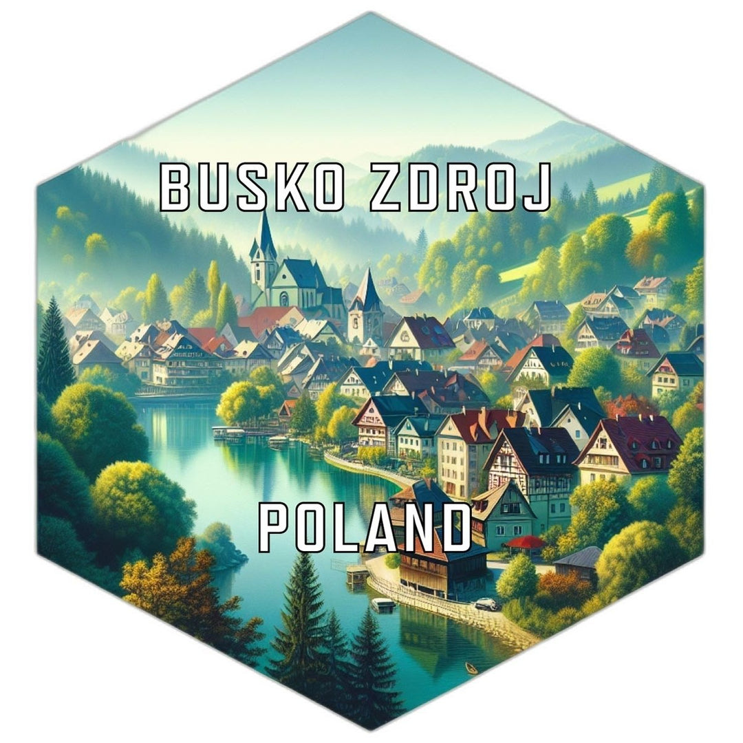 Busko Zdroj Poland Souvenir Travel Destination Die Cut Hexagon Fridge Magnet Image 1