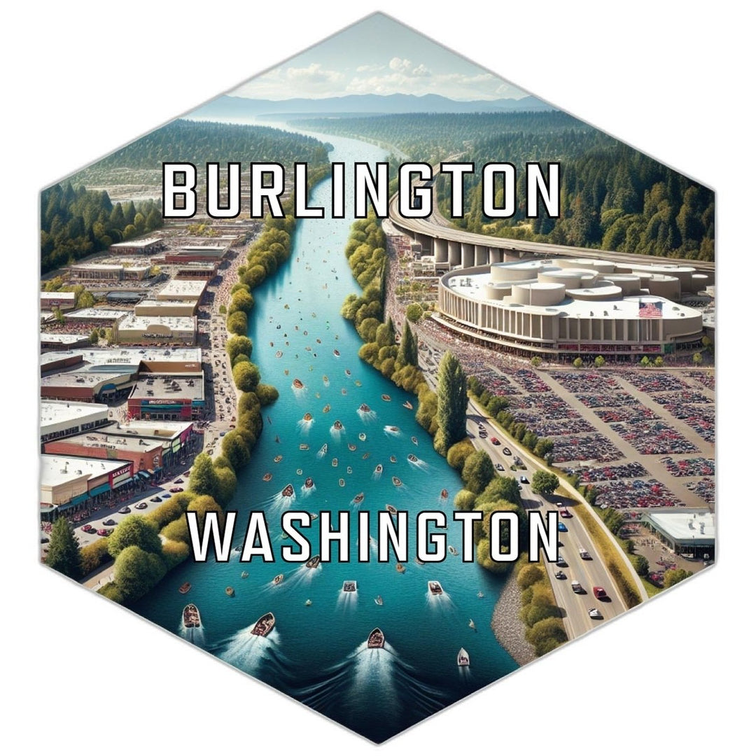 Burlington Washington Souvenir Travel Destination Die Cut Hexagon Fridge Magnet Image 1