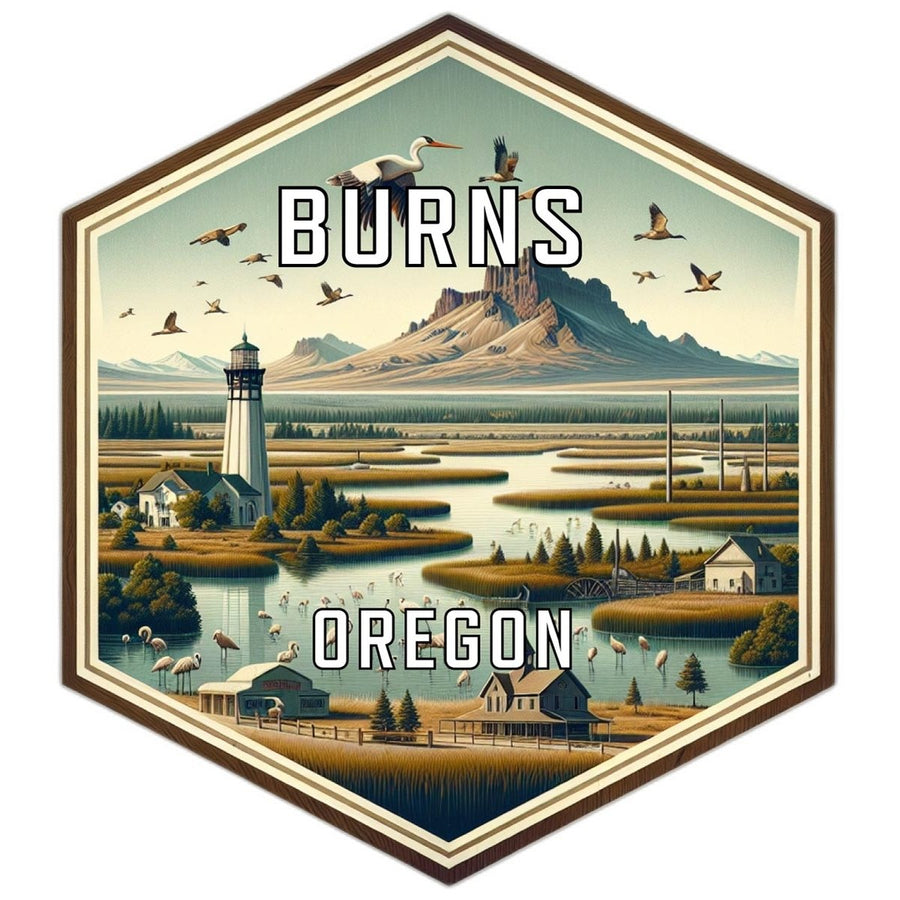 Burns Oregon Souvenir Travel Destination Die Cut Hexagon Fridge Magnet Image 1