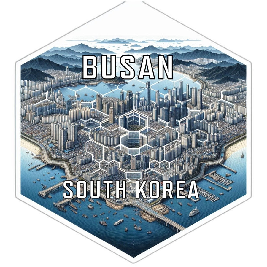 Busan South Korea Souvenir Travel Destination Die Cut Hexagon Fridge Magnet Image 1