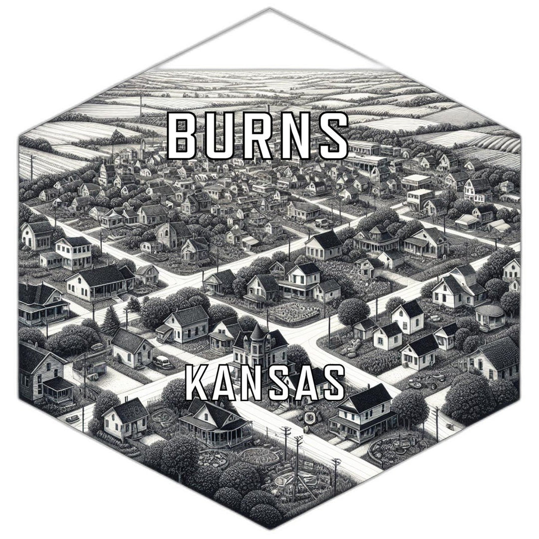 Burns Kansas Souvenir Travel Destination Die Cut Hexagon Fridge Magnet Image 1