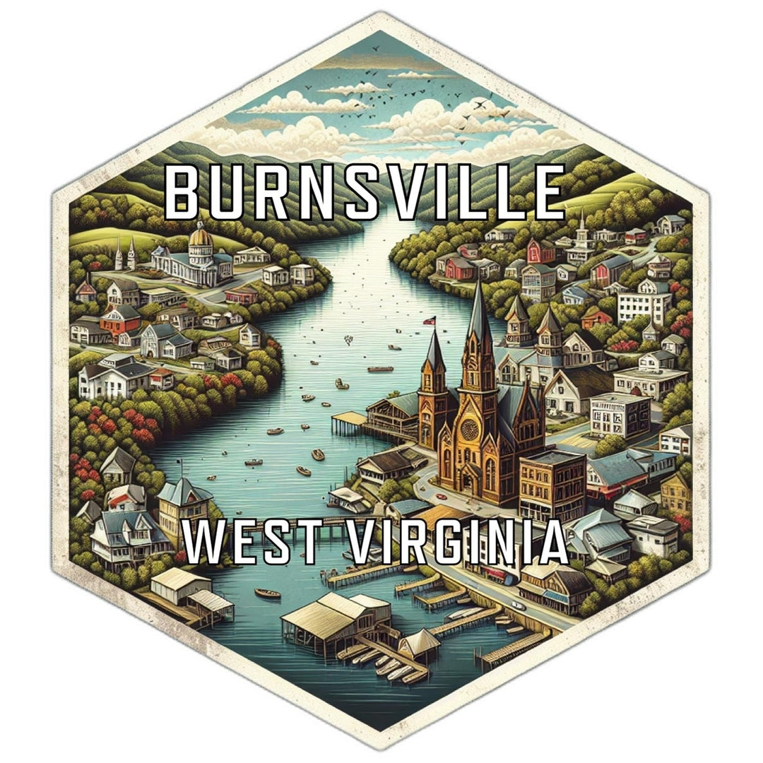 Burnsville West Virginia Souvenir Travel Destination Die Cut Hexagon Fridge Magnet Image 1